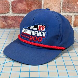Vintage 1989 Blue Red White NASCAR Goodwrench 89 200 Rockingham Cap Hat SnapBack